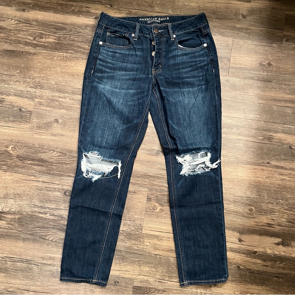 American Eagle AE Women’s 6 Tomgirl Jean Distressed Denim Button Fly